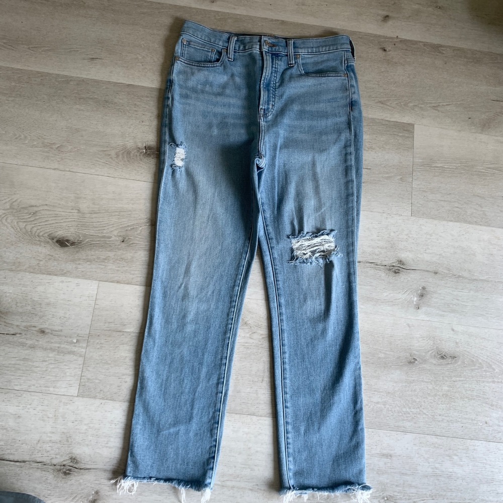 Madewell The Perfect Vintage Jean Distressed Light Wash Raw Hem Size 29